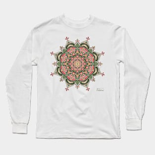 Spring Garden Green and Pink Mandala Long Sleeve T-Shirt